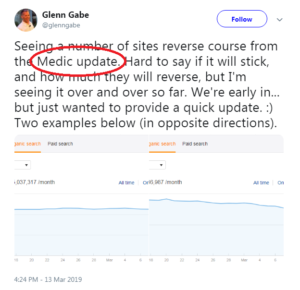 Glenn Gabe Tweet About March 2019 Core Update