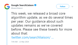 Google Official Confirmation Regards - March 2019 Core Update