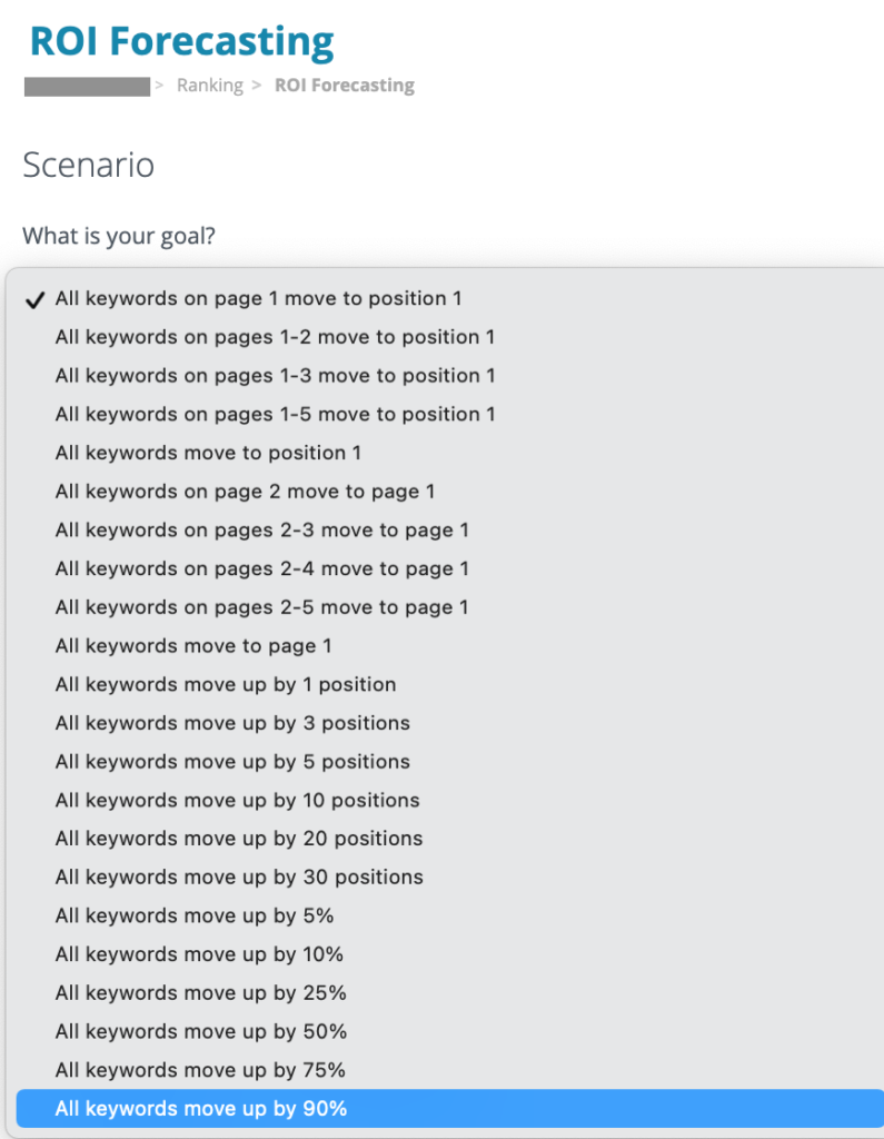 SEO Forecasting in Dragon Metrics SEO tool