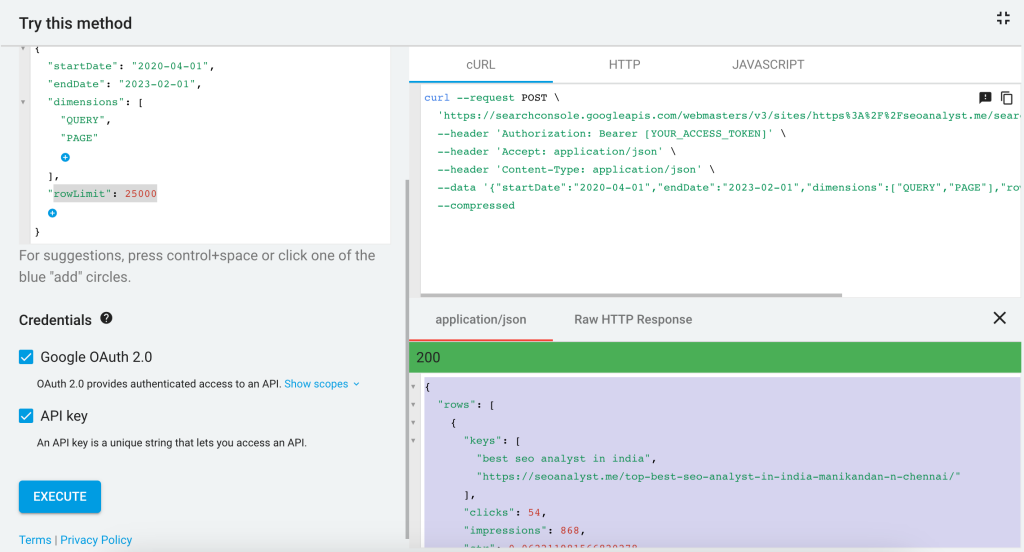 Copy 200 Response Code as JSON